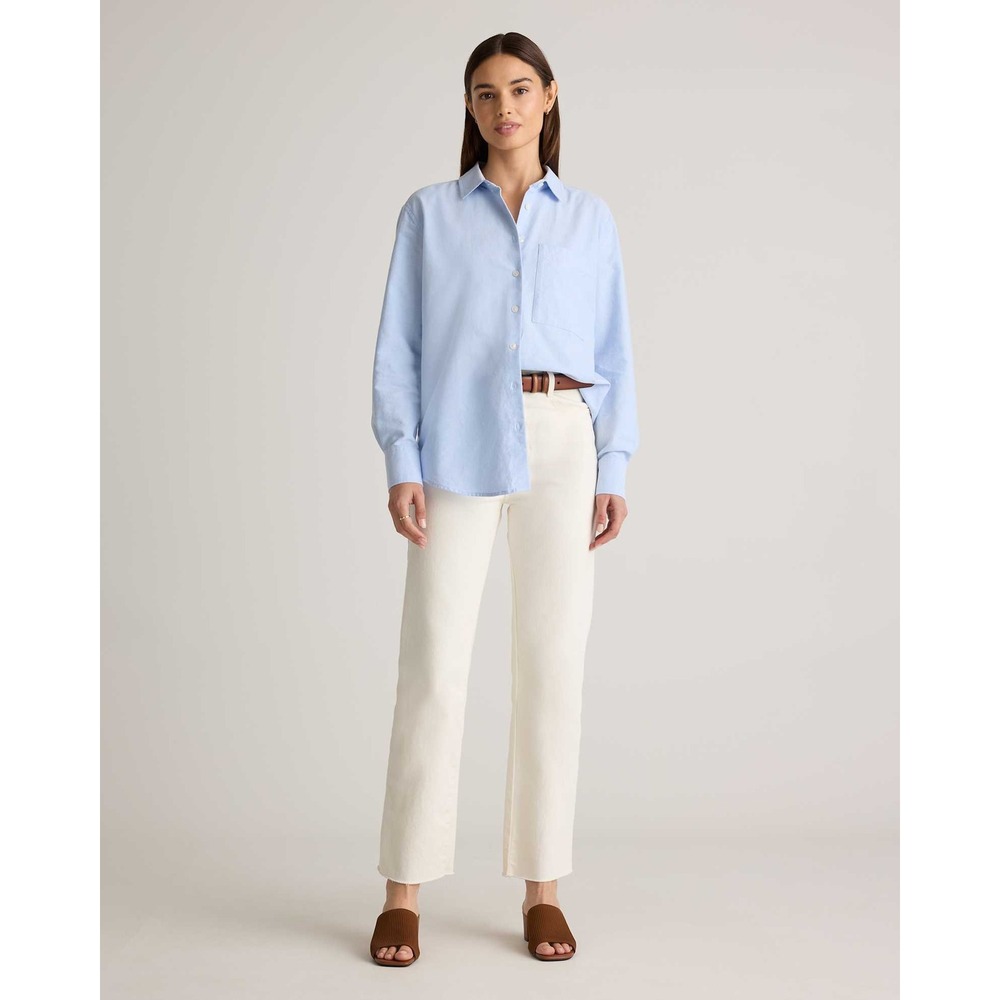 Quince Light Blue Organic Cotton Stretch Button Down Shirt Long Sleeve TILV004 M